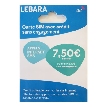 Carte SIM Prépayée Lebara 7,5€ de Crédit Inclus — Reconditionné Garanti 12 mois · Smarty Paris